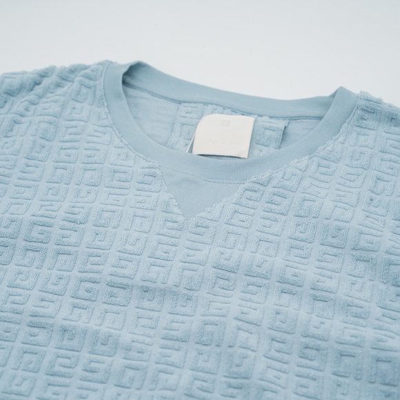 size 3XL Givenchy Terry 4G T-Shirt Blue Cotton Blend Jacquard - Picture 5 of 9